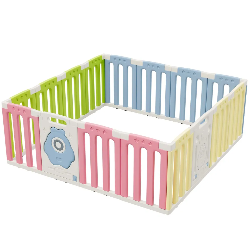 homall-shelf-laufstall-16-paneele-bunt-kunststoff-mit-t-r image 1