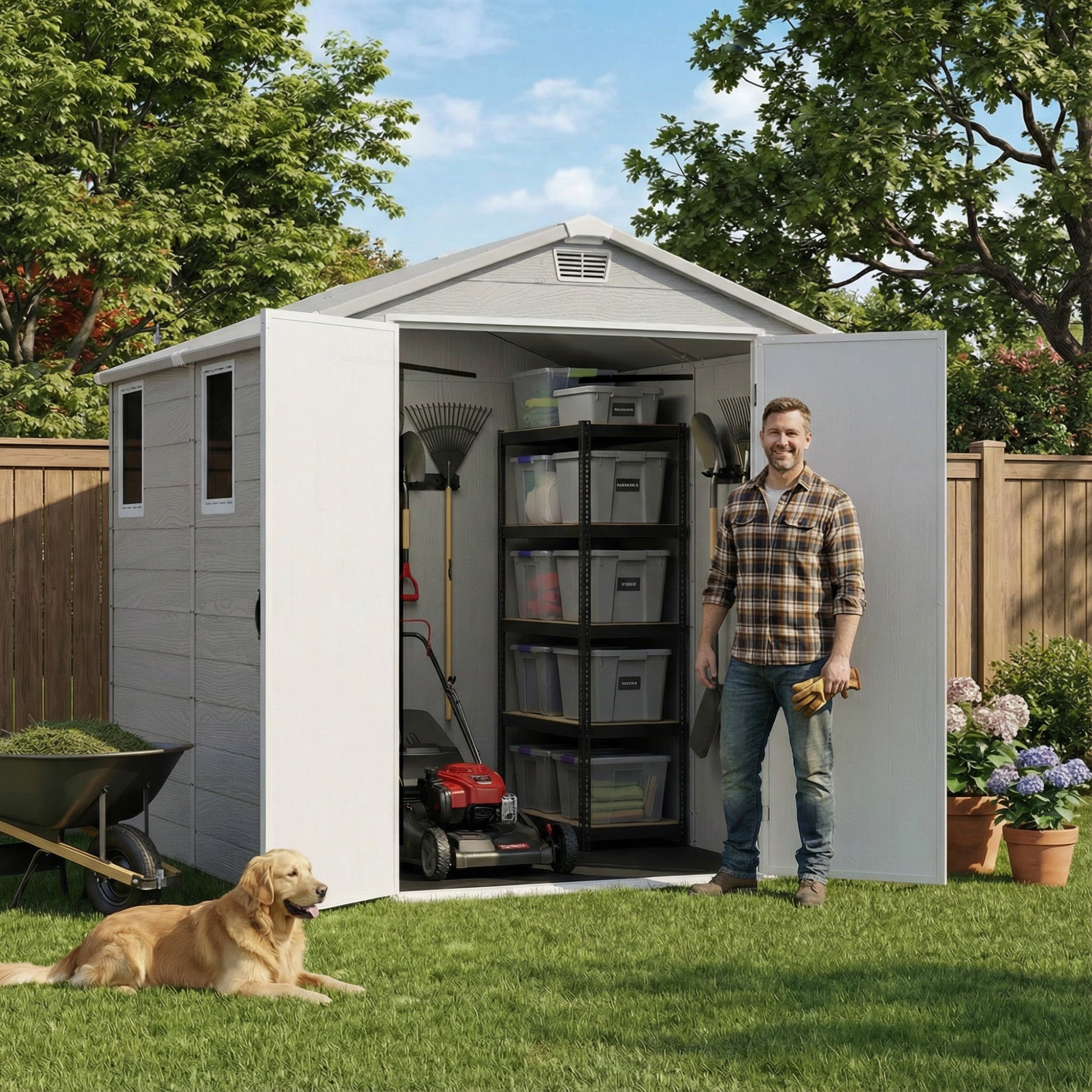 homall-metal-shed-ger-tehaus-6x8ft-hellgrau-fenster image 1