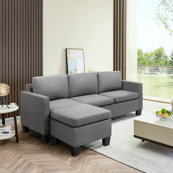 homall-sofa-ecksofa-l-form-hellgrau-wildleder-optik-mit-ottomane image 7