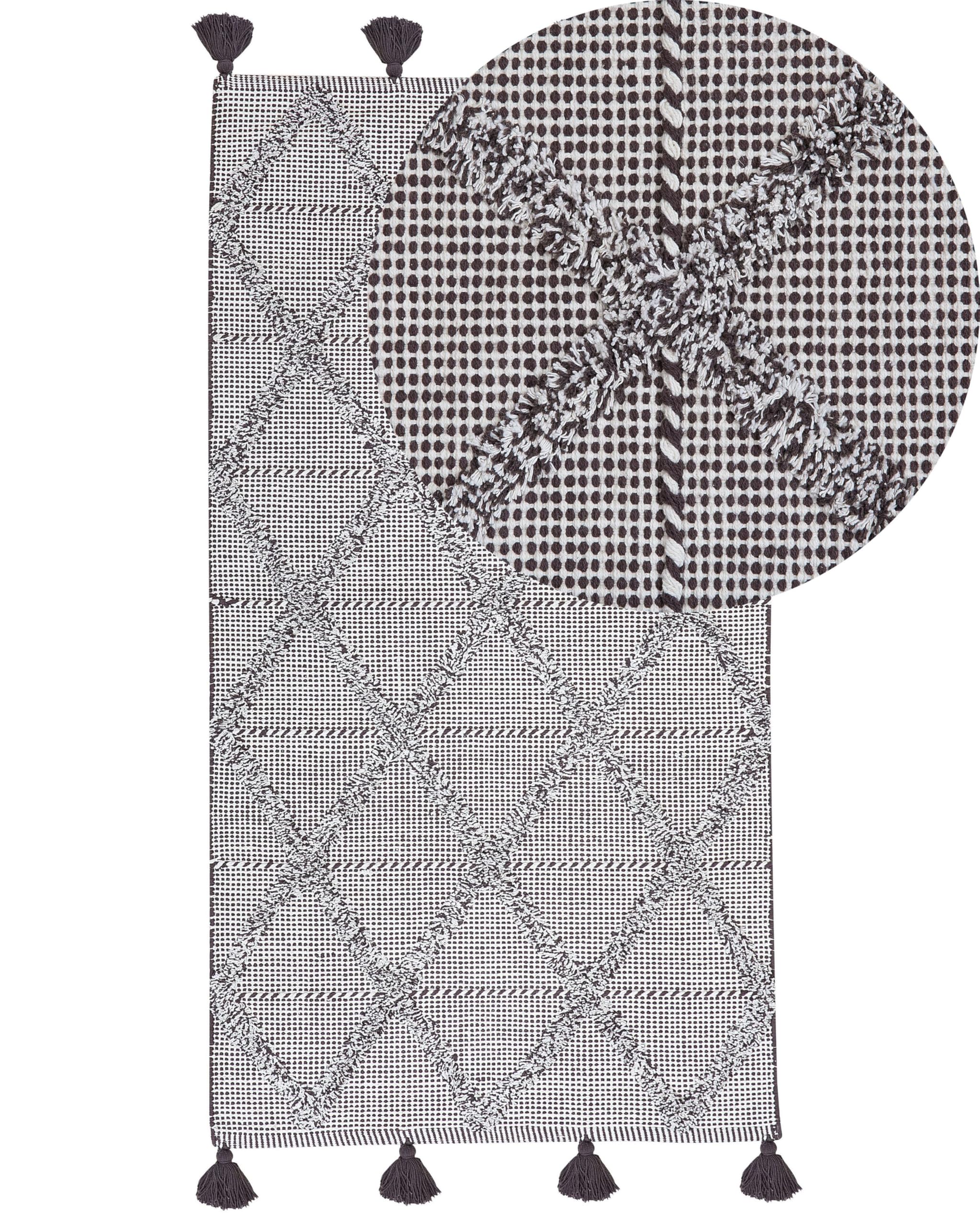 beliani-tuzla-baumwollteppich-80x150-braun-karo image 1