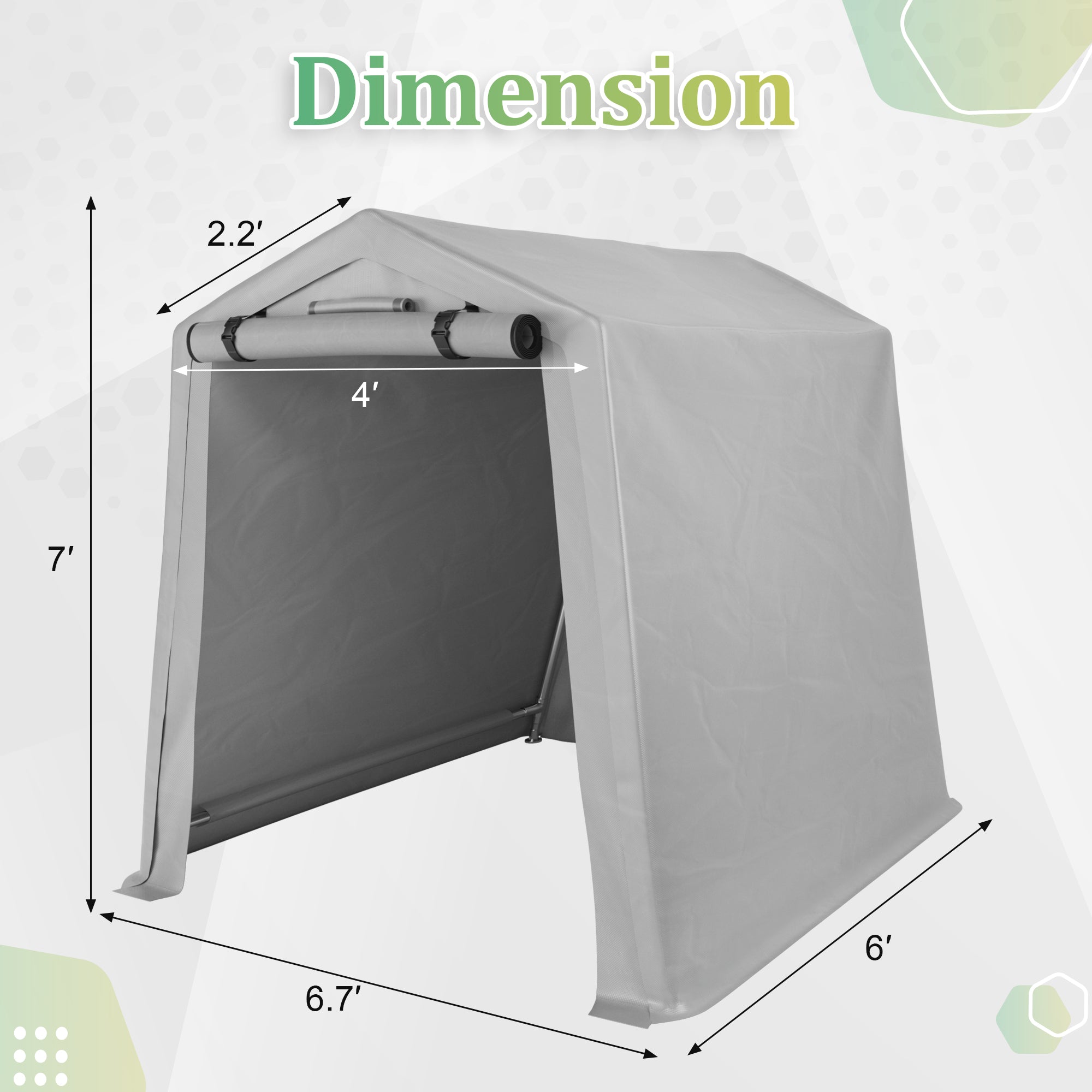 homall-metal-shed-lagerzelt-6x6-grau-wasserdicht-motorradgarage image 6