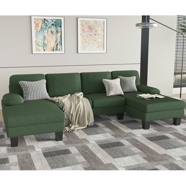 homall-ecksofa-u-form-cordsofa-beige-4-sitzer-modular image 4