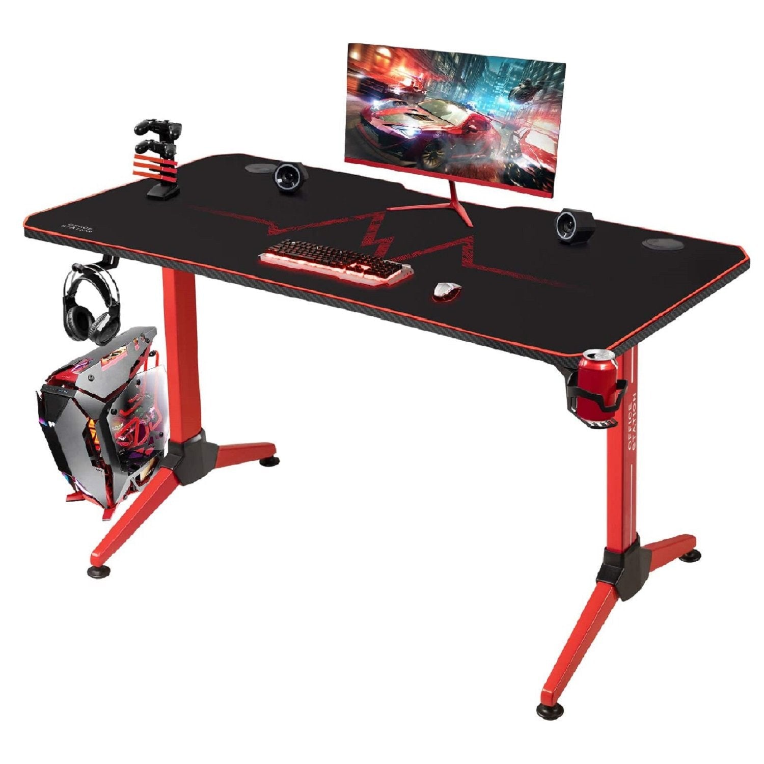 homall-gaming-desk-y-gestell-schreibtisch-55-zoll-schwarz image 1