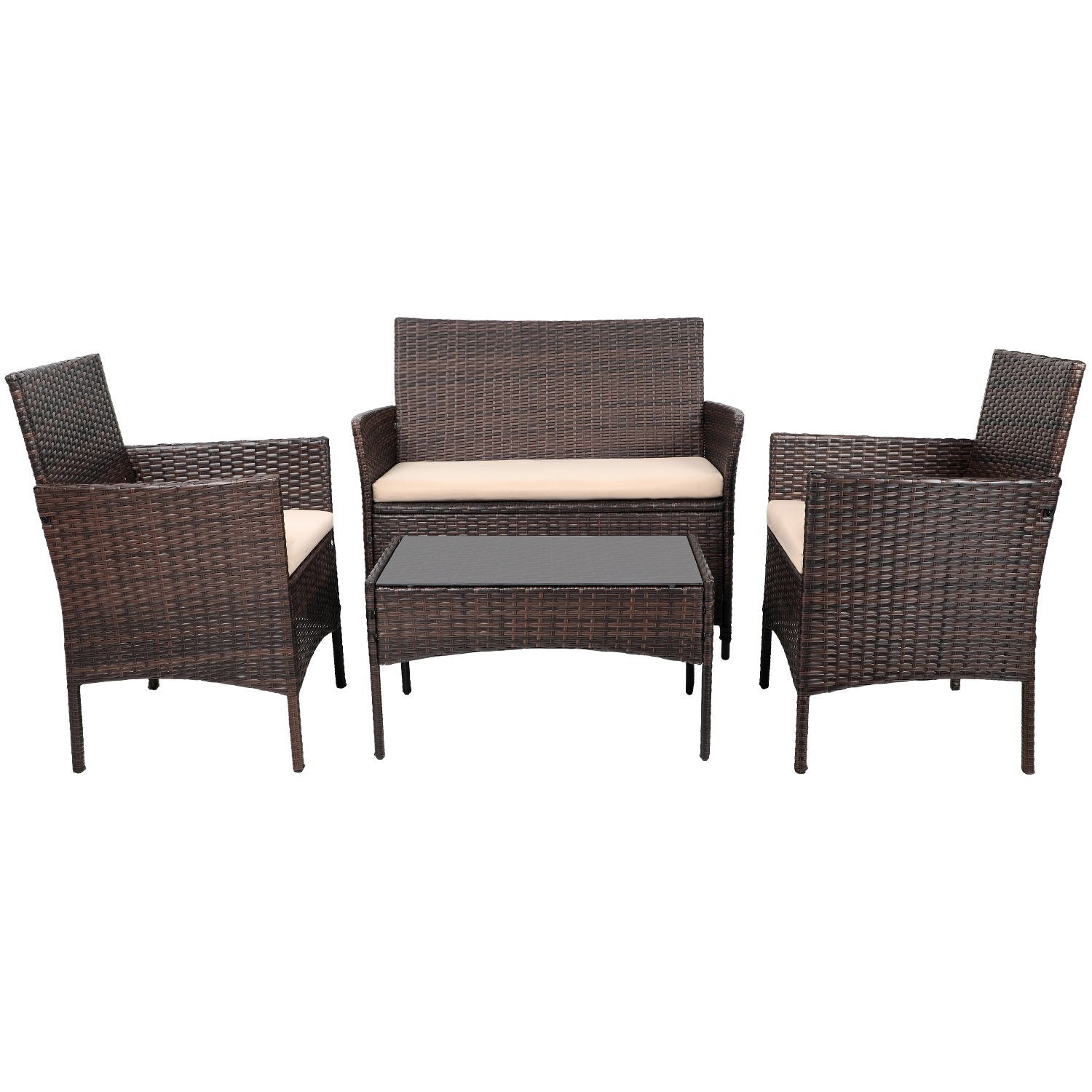 homall-patio-furniture-rattan-sitzgruppe-beige-4-teilig-mit-tisch image 1