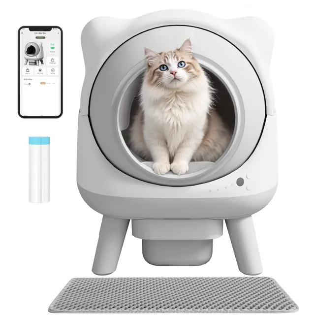homall-shelf-selbstreinigendes-katzenklo-grau-mit-app-cat-ear image 1