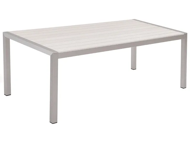 beliani-vernio-gartentisch-wei-180x90-esstisch-6-personen-alu image 1