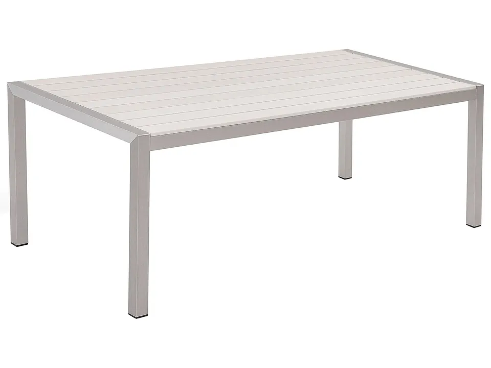 beliani-vernio-gartentisch-wei-180x90-esstisch-6-personen-alu image 1