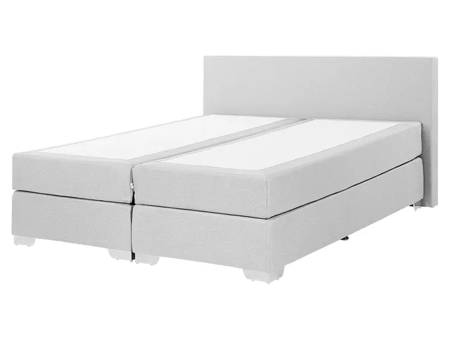 beliani-president-boxspringbett-160x200-hellgrau-leinenoptik-mit-stauraum image 1