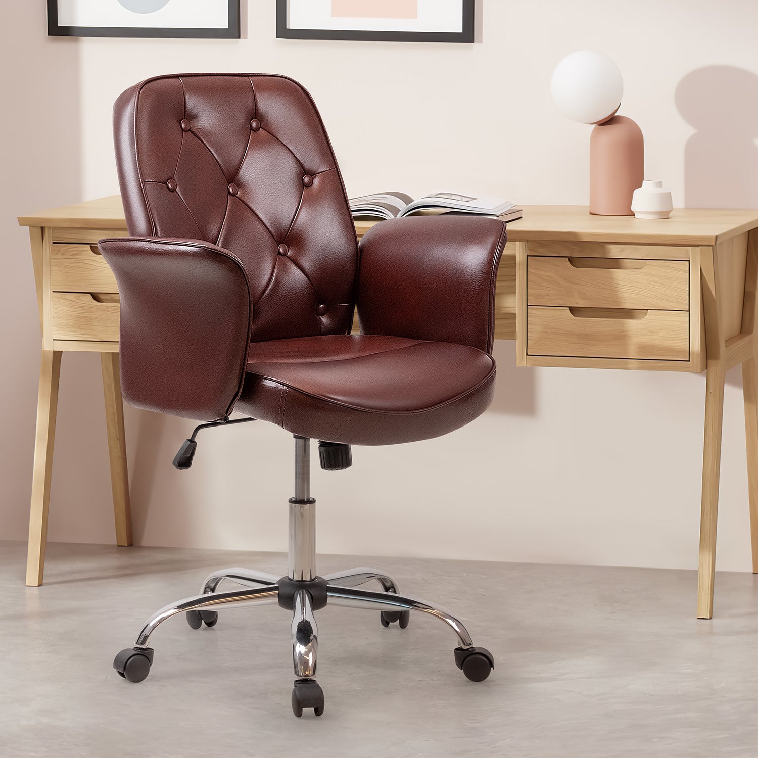 homall-office-leather-chair-b-rostuhl-braun-vintage image 3