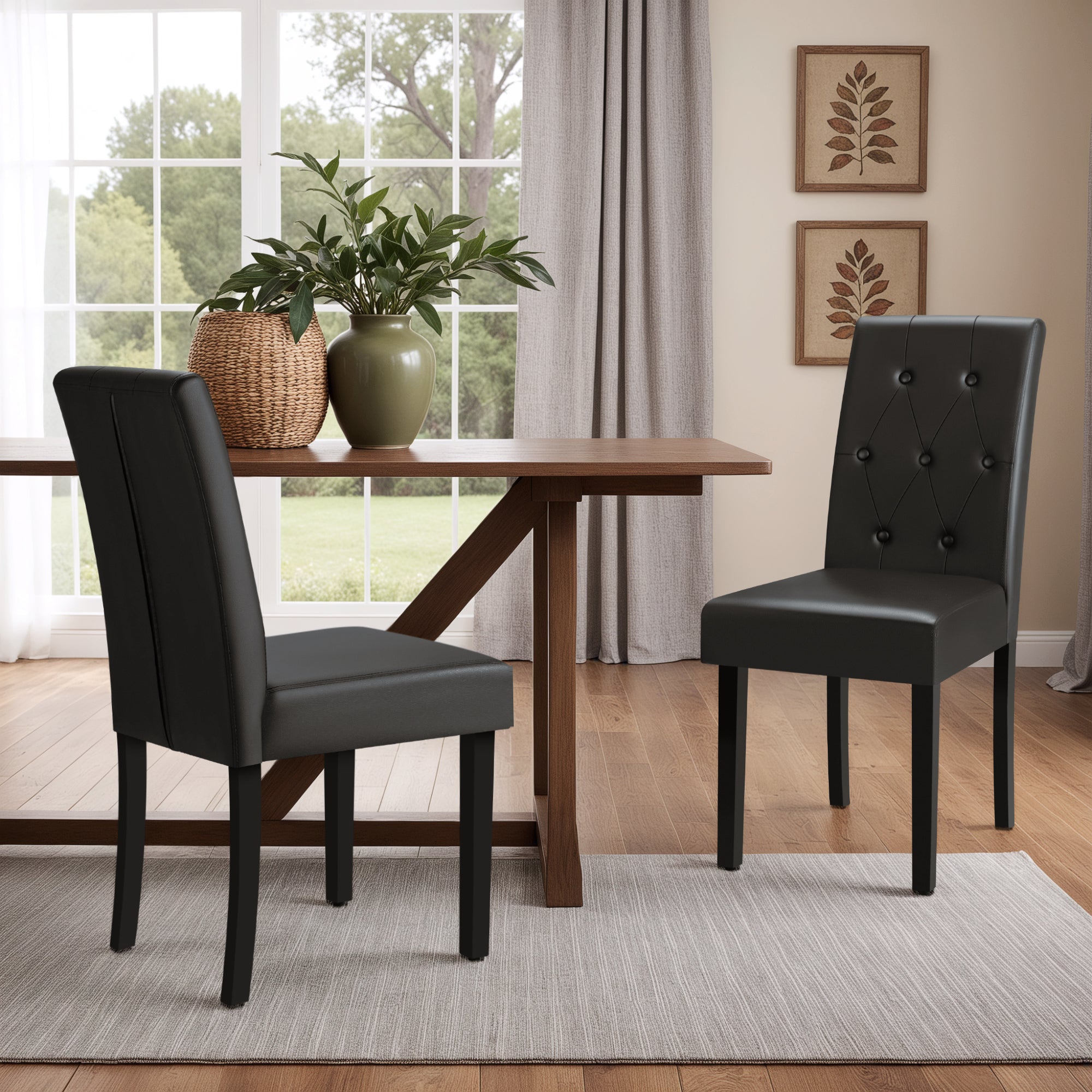 homall-modern-dining-chair-esszimmerstuhl-schwarz-2er-set-leder image 2