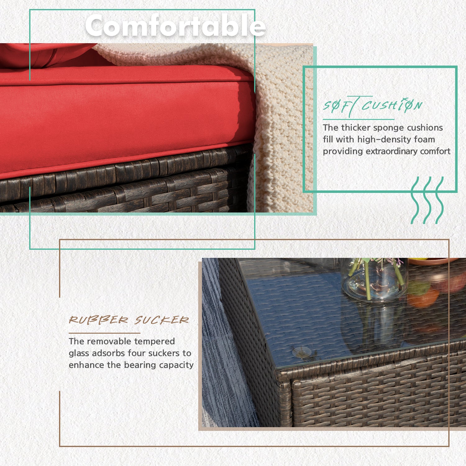 homall-patio-furniture-lounge-set-rattan-rot-5-teilig image 4