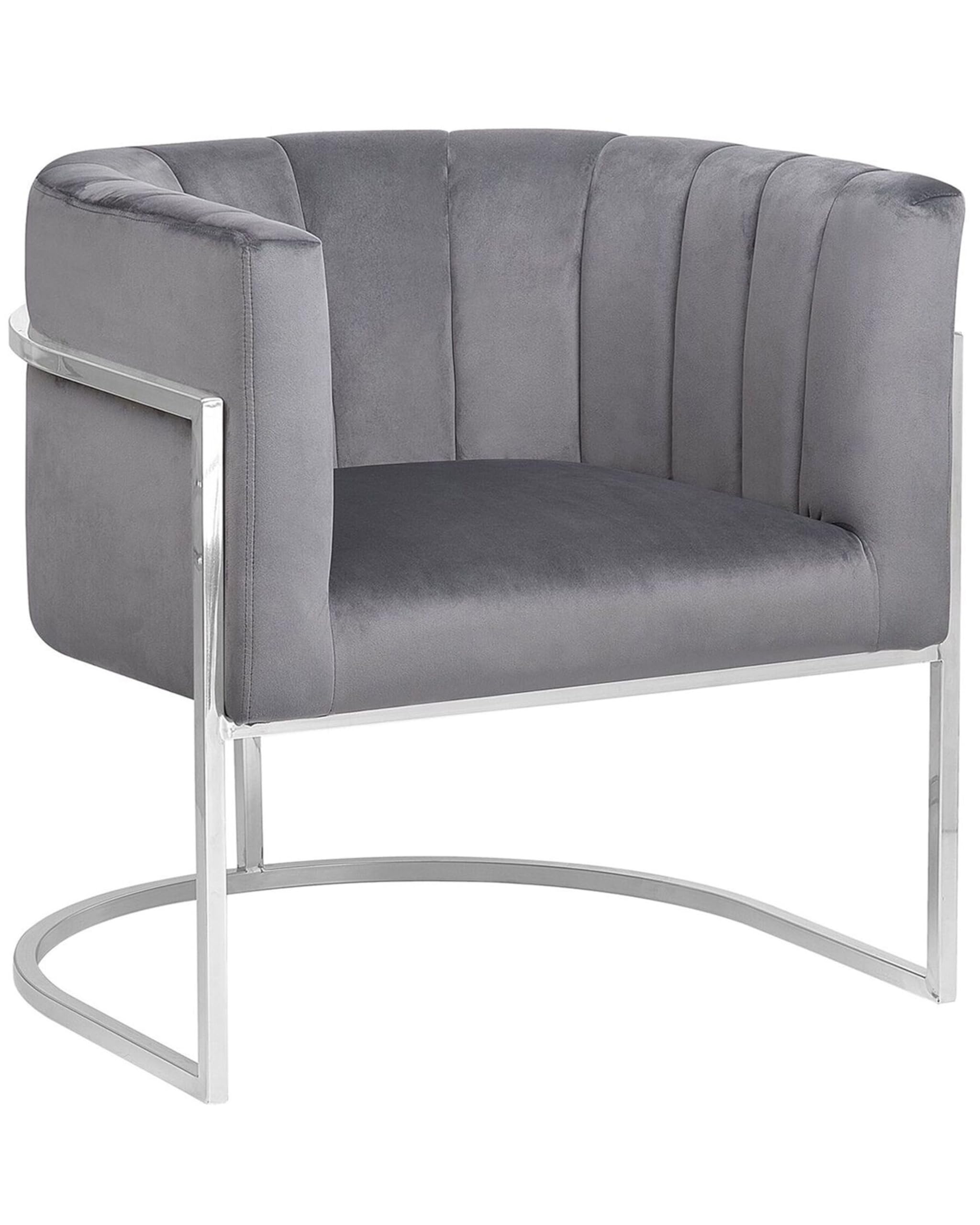 beliani-larvik-sessel-grau-cocktailsessel-samt-halbrund image 1
