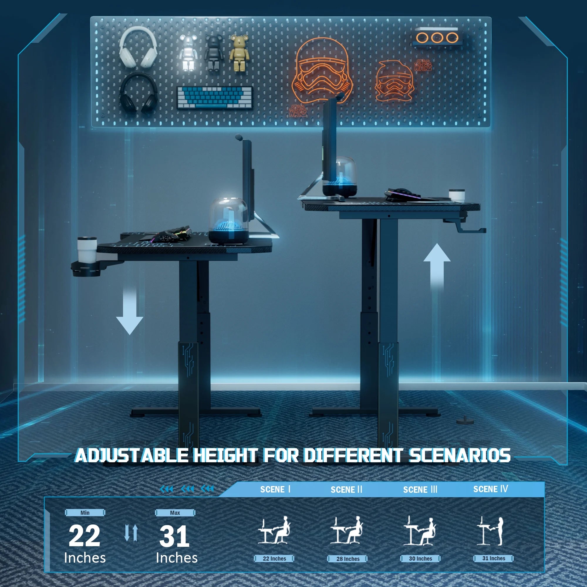 homall-gaming-desk-gamingtisch-47-zoll-h-henverstellbar-schwarz image 4