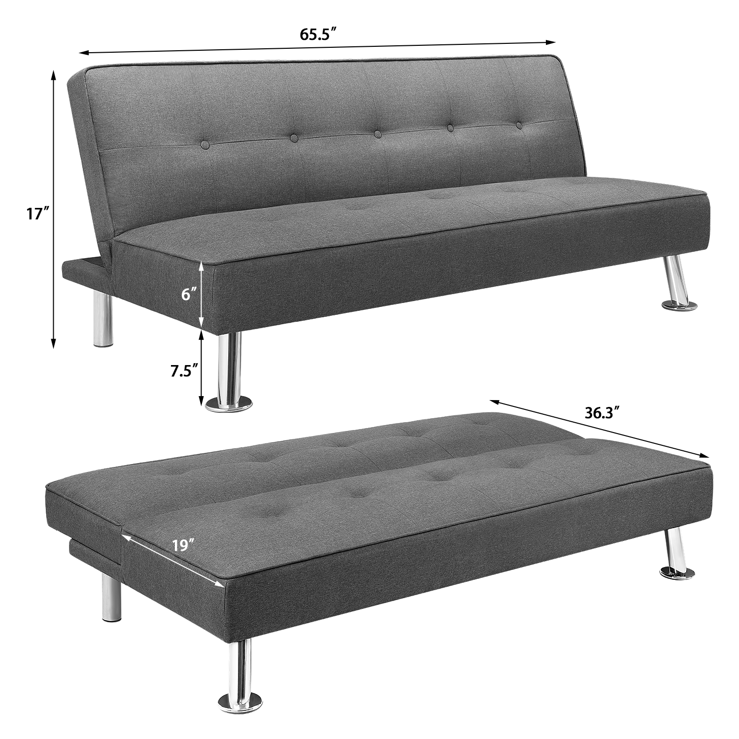 homall-recliner-chair-schlafsofa-leinen-grau-mit-schlaffunktion image 5