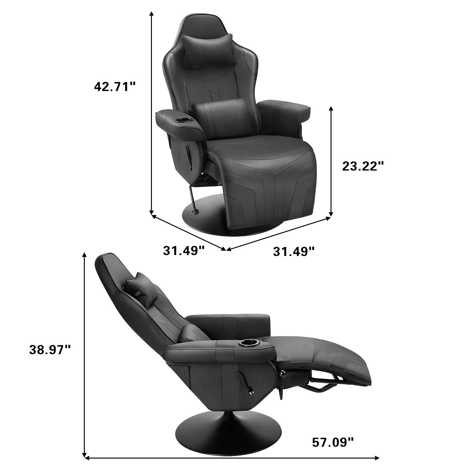 homall-gaming-recliner-sessel-kunstleder-schwarz-mit-fu-teil image 8