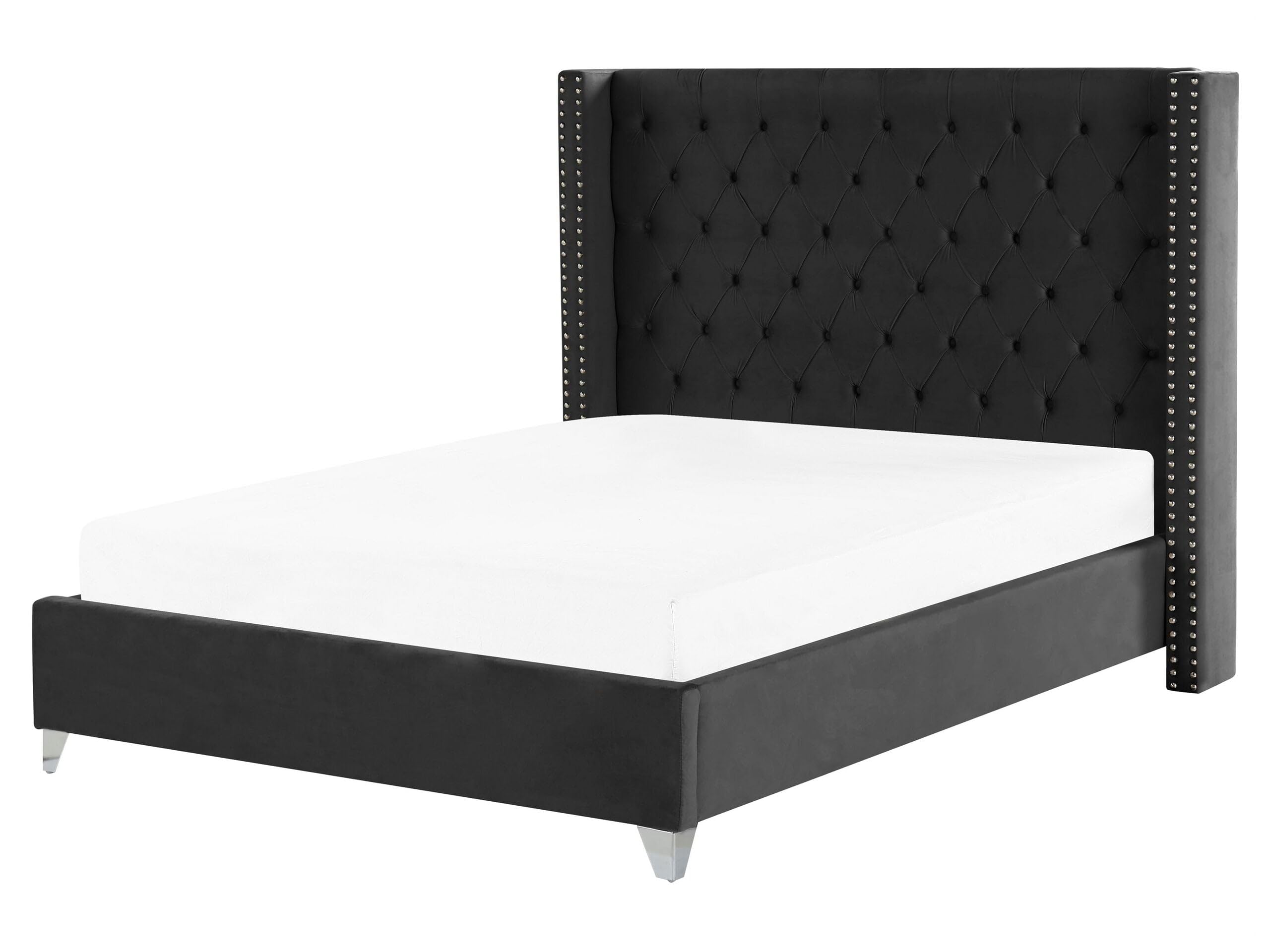 beliani-lubbon-samtbett-160x200-schwarz-chesterfield image 1