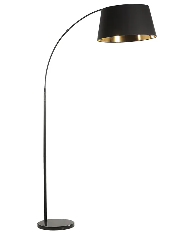 beliani-yabus-bogenlampe-schwarz-kupfer-marmor-197-cm image 1