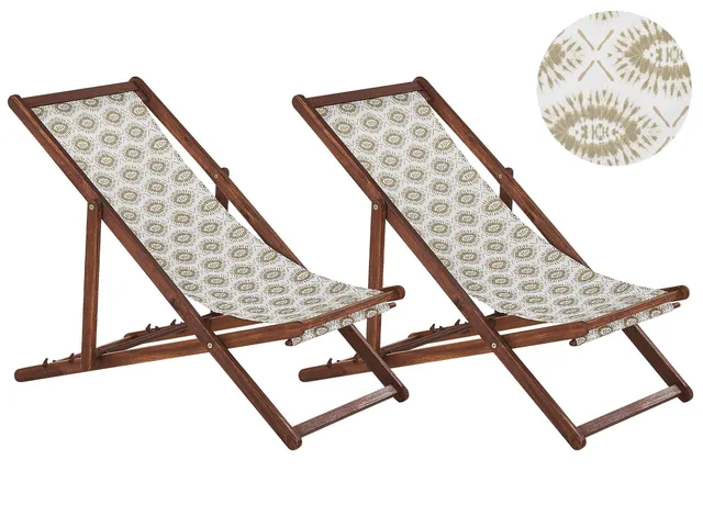 beliani-anzio-liegestuhl-2er-set-bohomuster-beige-dunkelbraun image 1