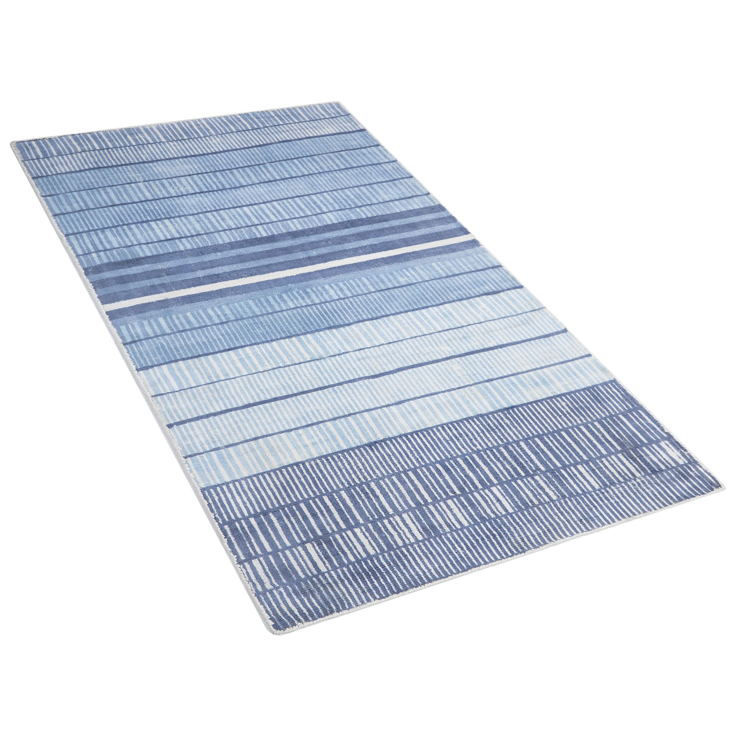 beliani-teppich-80x150-hellblau-viskose-gestreift-kurzflor image 4
