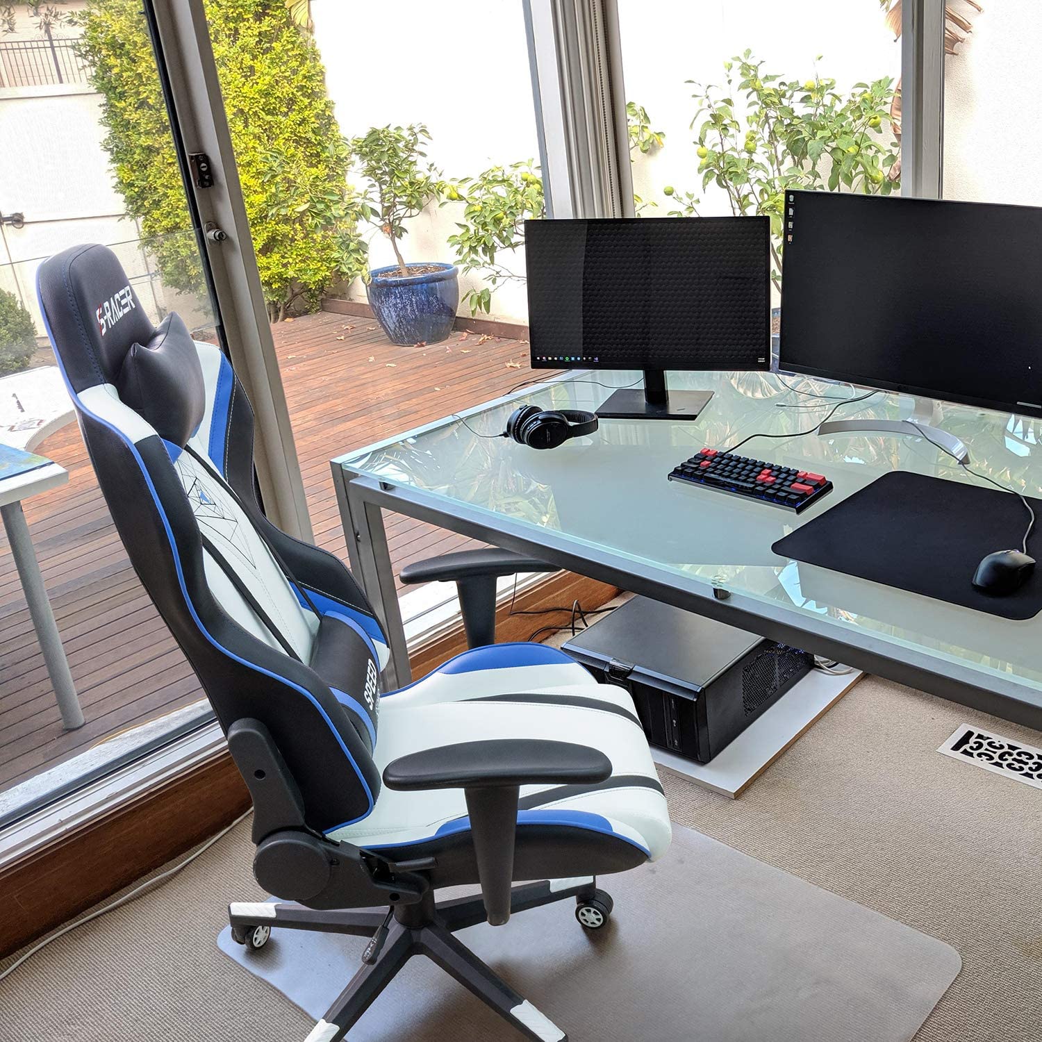 homall-gaming-chair-s-racer-racing-stuhl-blau-kunstleder image 4