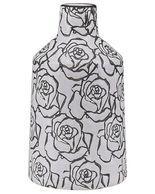 alinda-blumenvase-steinzeug-wei-rosen-retro-deko-vase image 1
