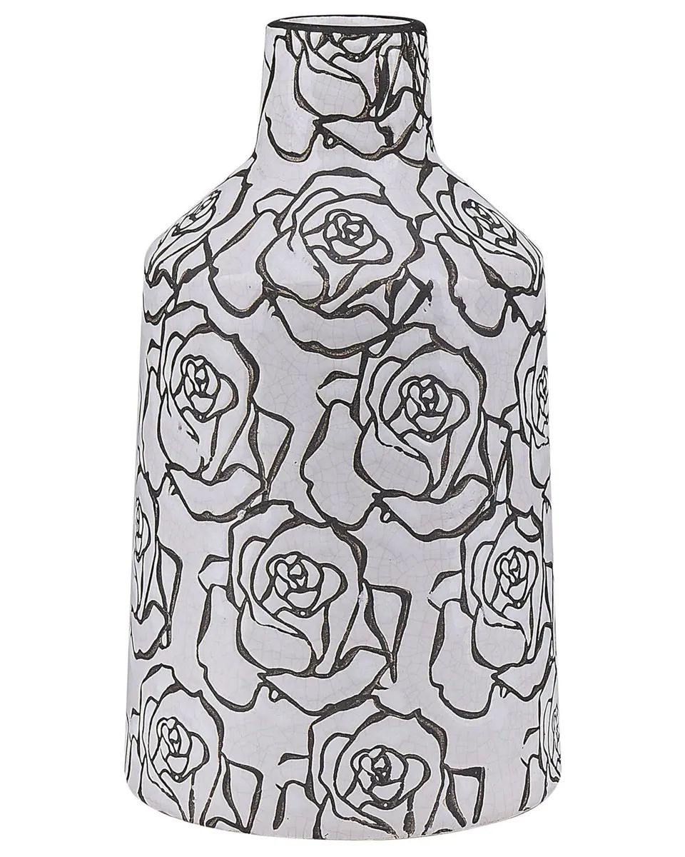 alinda-blumenvase-steinzeug-wei-rosen-retro-deko-vase image 1