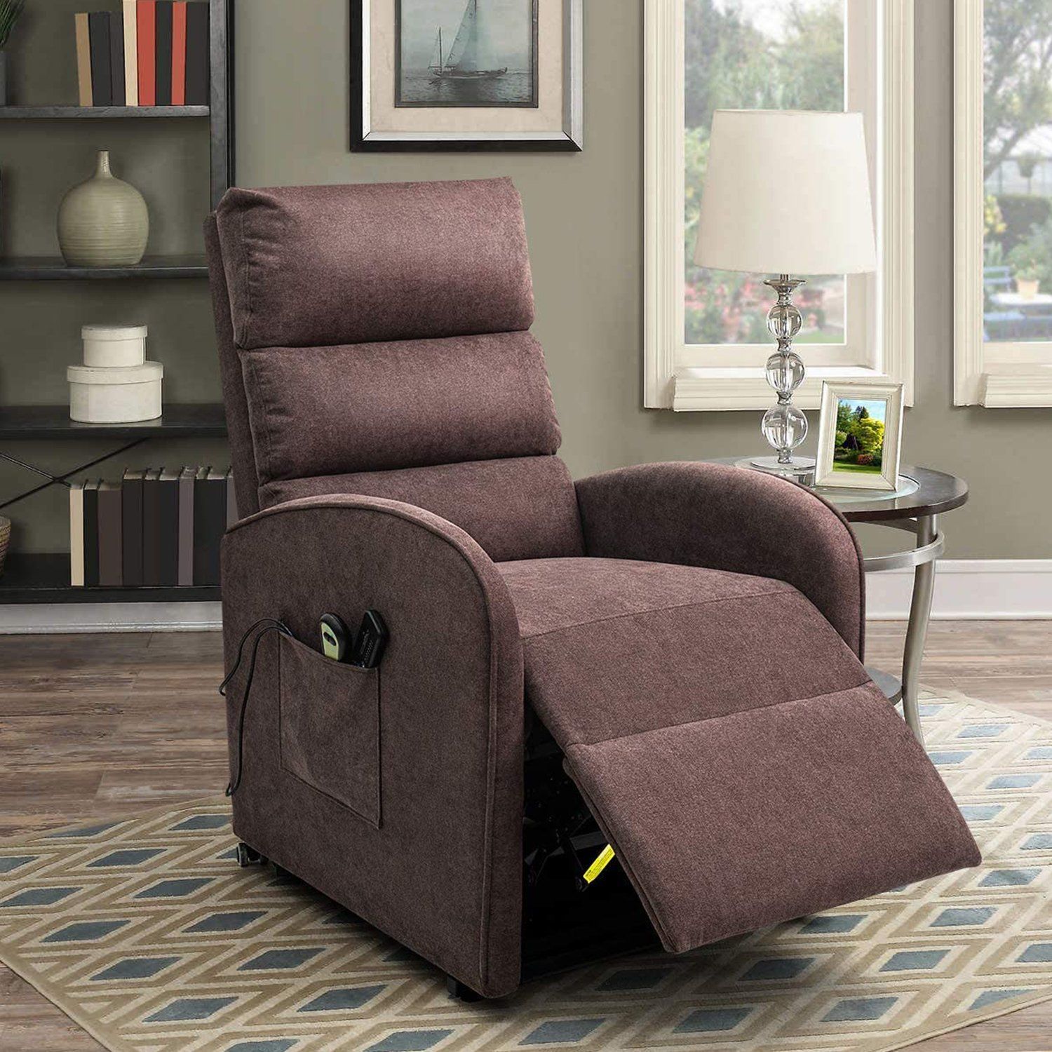homall-recliner-chair-aufstehsessel-stoff-braun-elektrisch image 5