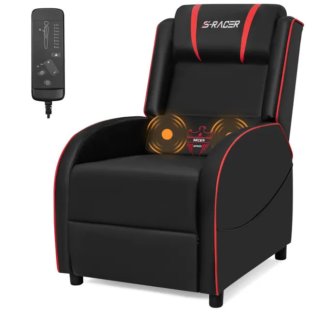 homall-gaming-recliner-sessel-kunstleder-rot-mit-massage image 1