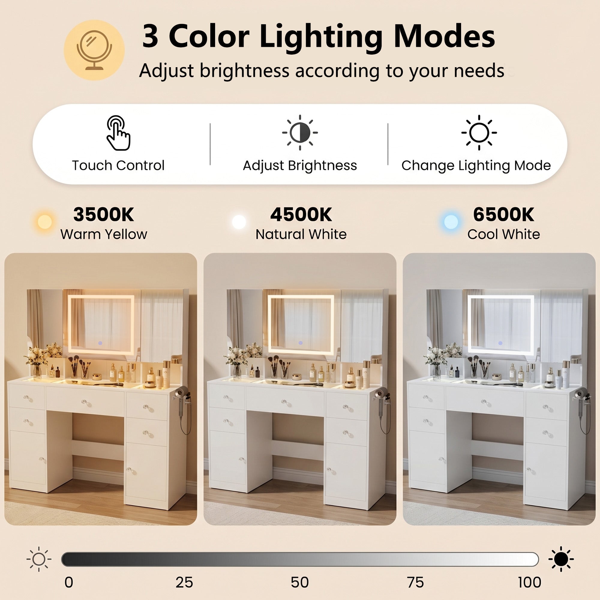homall-bedroom-schminktisch-mit-led-spiegel-schwarz-glasplatte image 6