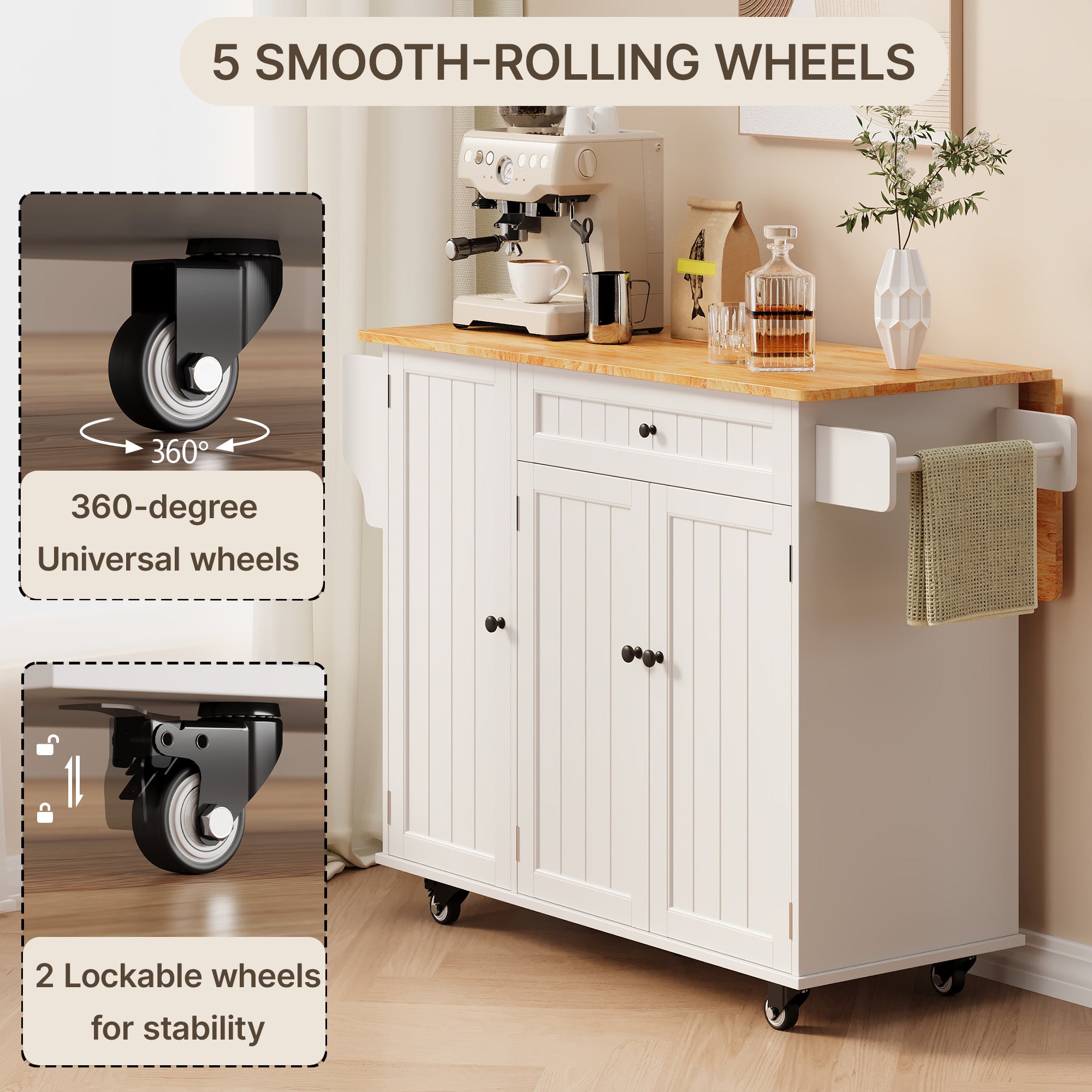 bealife-mobiler-esstisch-kc90-k-chenwagen-wei-rollen-klappbar image 5