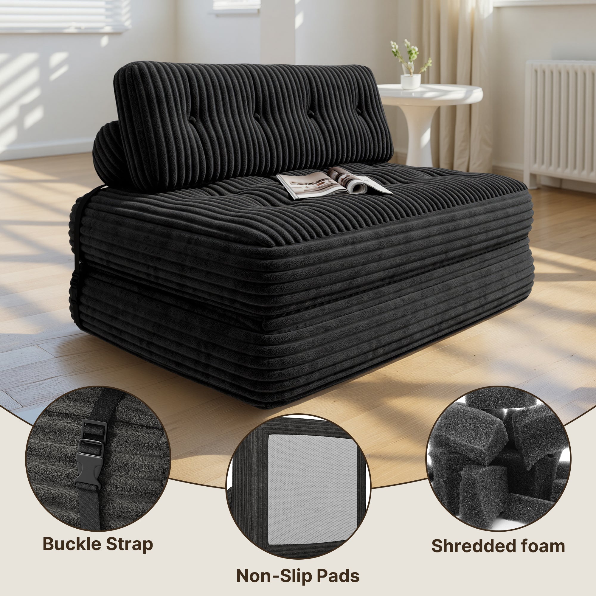 bealife-ar33-sitzsack-2-sitzer-schwarz-faltbar-cord image 4