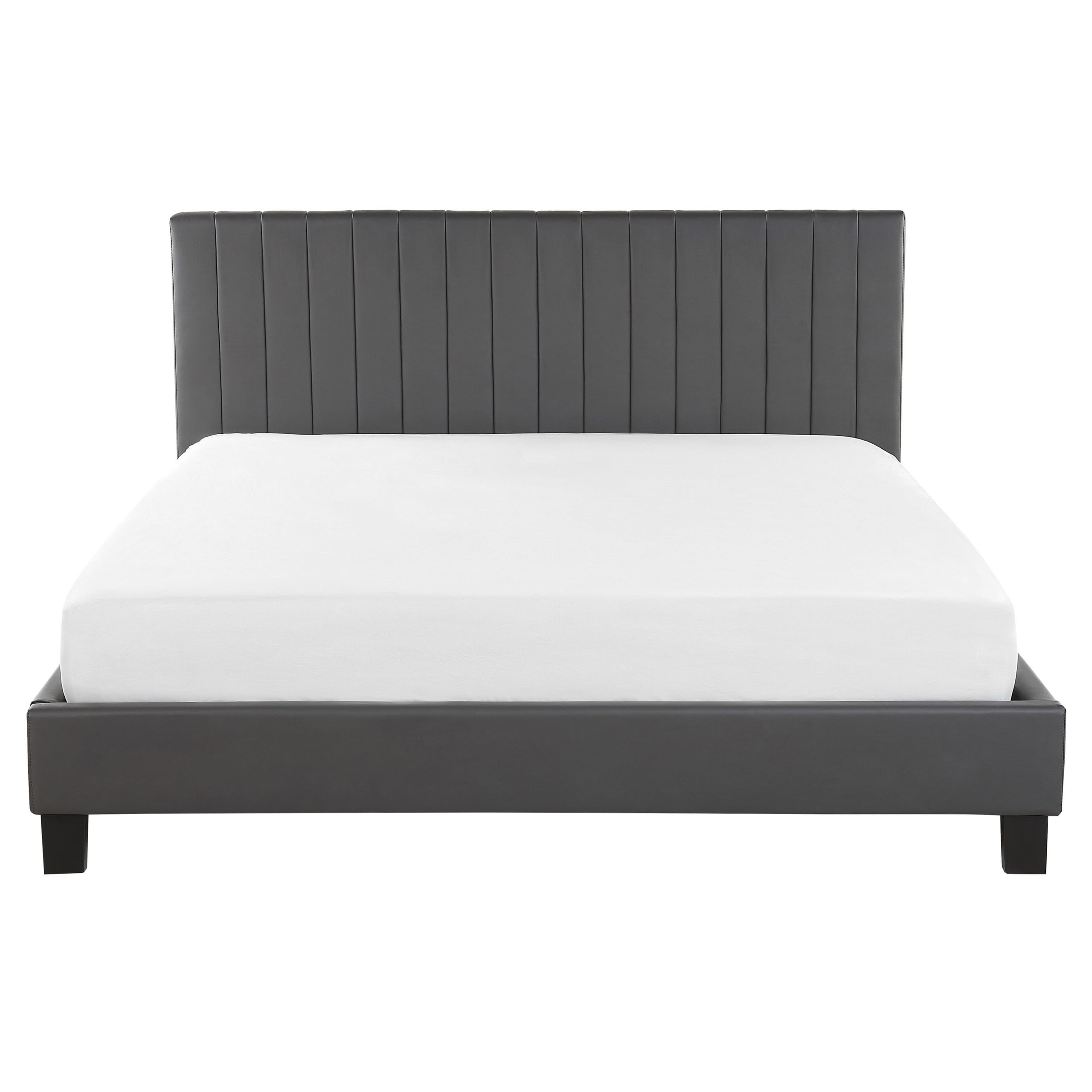beliani-poitiers-bett-kunstleder-160x200-cm-grau-lattenrost image 4