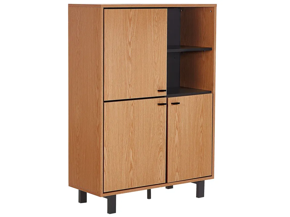 beliani-paramount-sideboard-hellbraun-3-t-rig-retro image 1