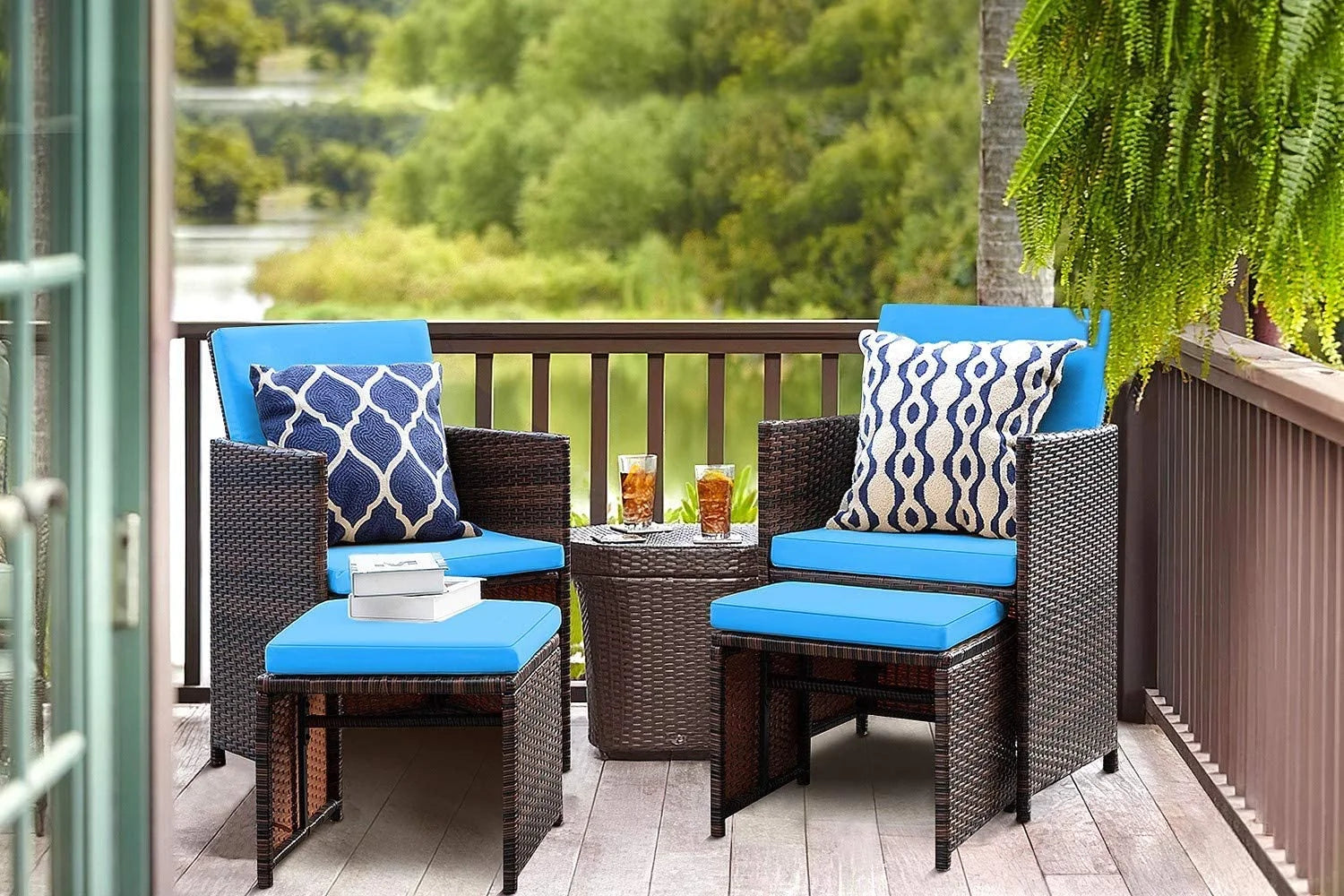 homall-patio-furniture-rattan-lounge-set-beige-4-teilig-klappbar image 4