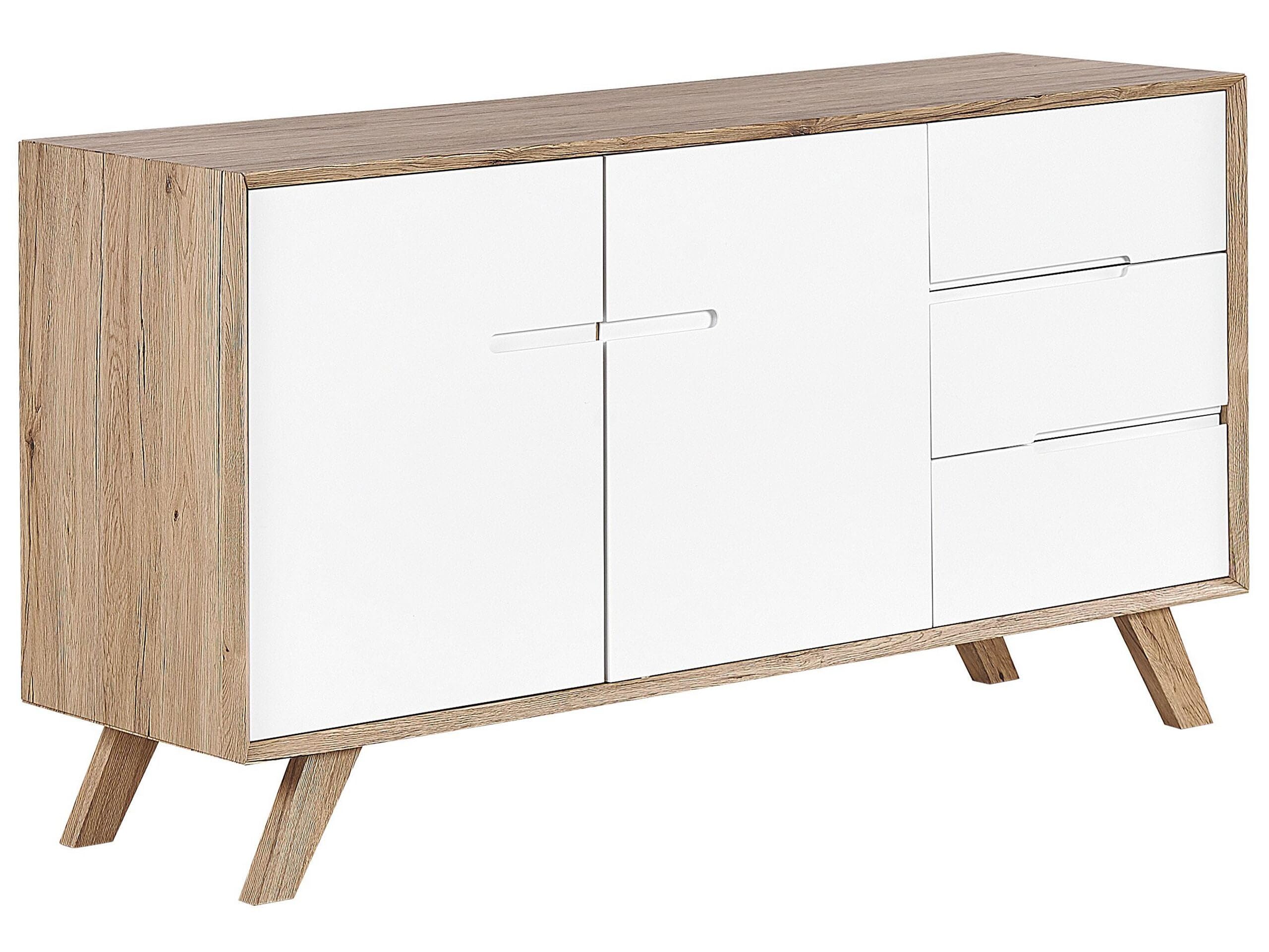 beliani-forester-sideboard-wei-holz-140cm-2-t-ren-3-schubl image 1
