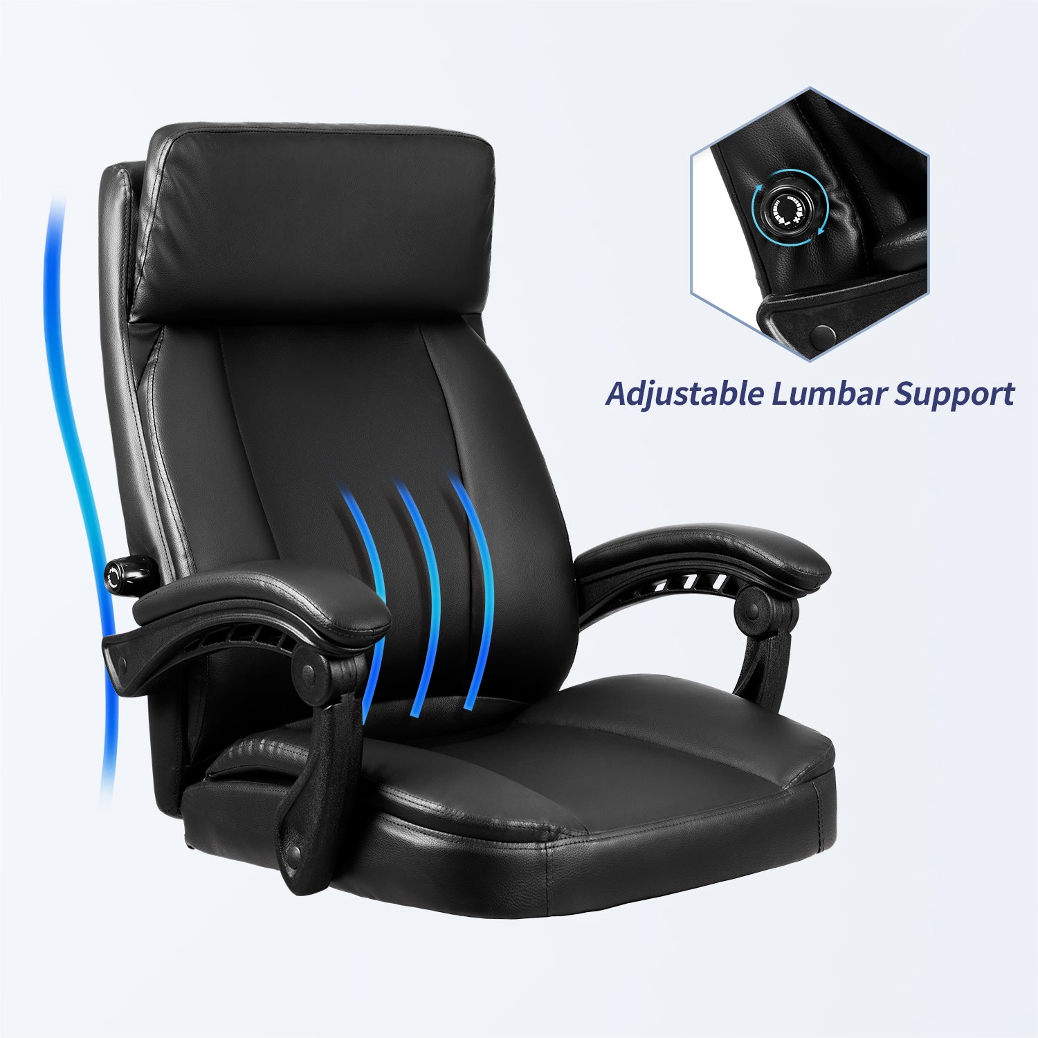 homall-office-leather-chair-b-rostuhl-schwarz-mit-fu-st-tze image 3