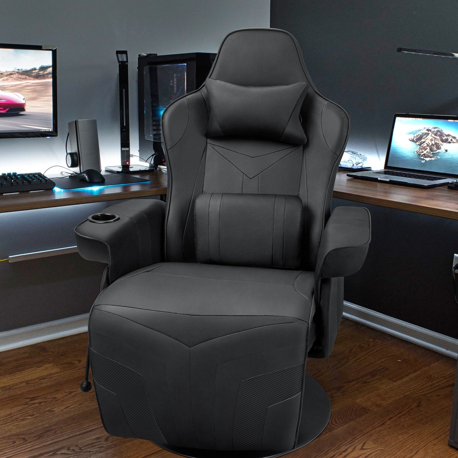 homall-gaming-recliner-sessel-kunstleder-schwarz-mit-fu-teil image 6