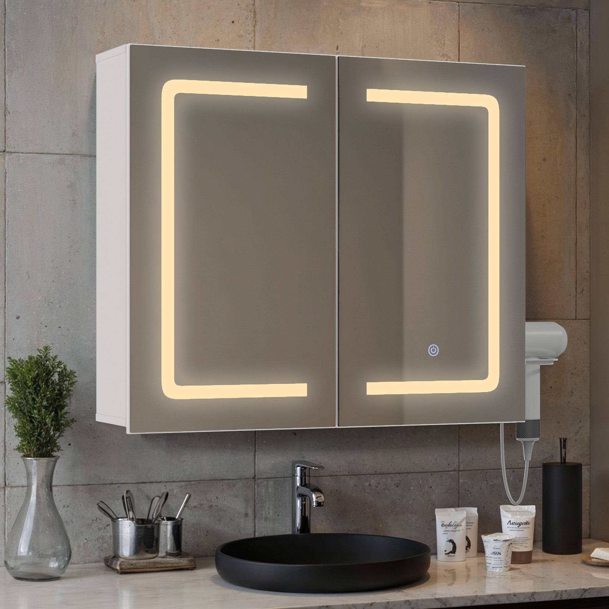 bealife-ap84-spiegelschrank-led-wei-70-cm-dimmbar-3-lichtfarben image 2