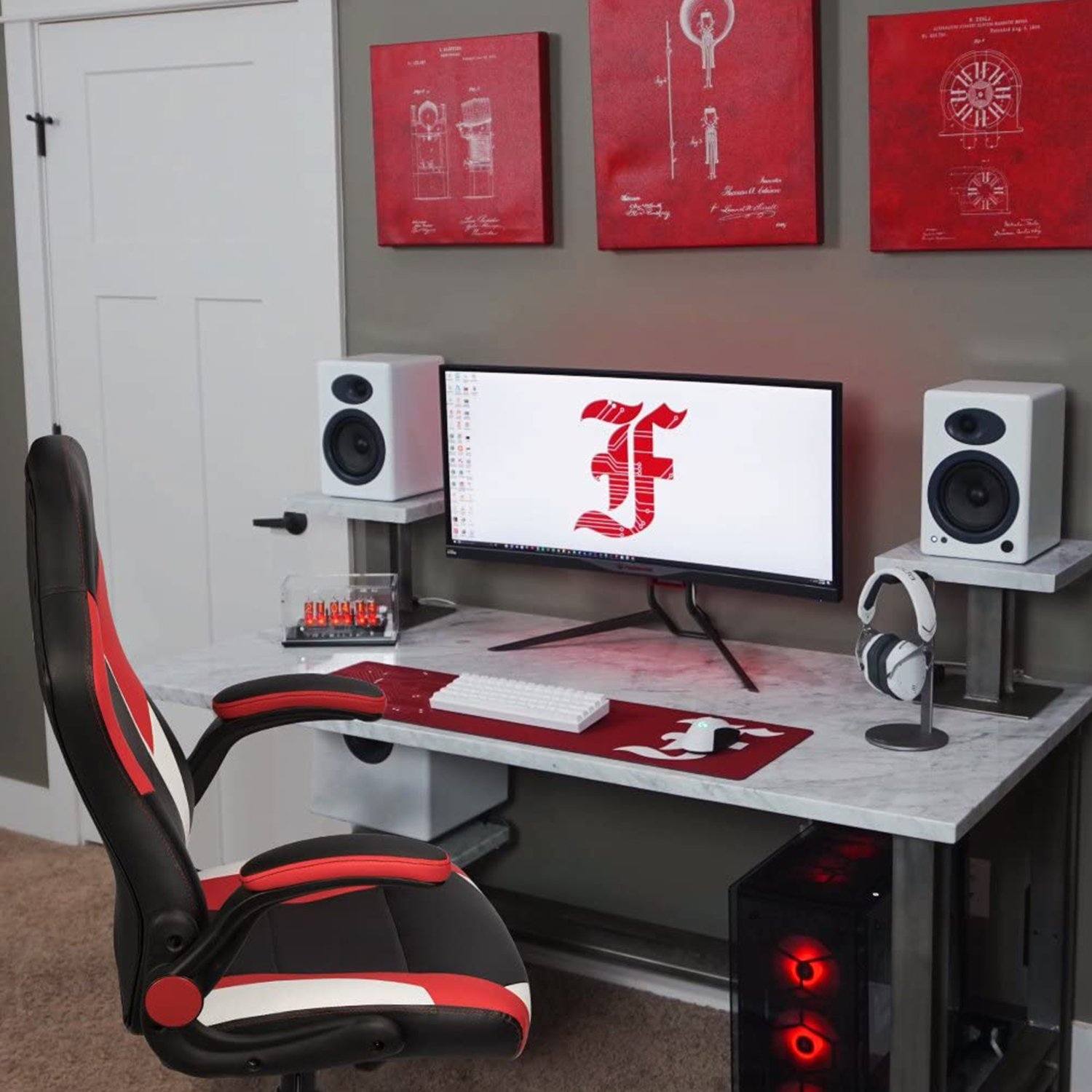 homall-gaming-chair-gamer-stuhl-blau-kunstleder-hoch image 3