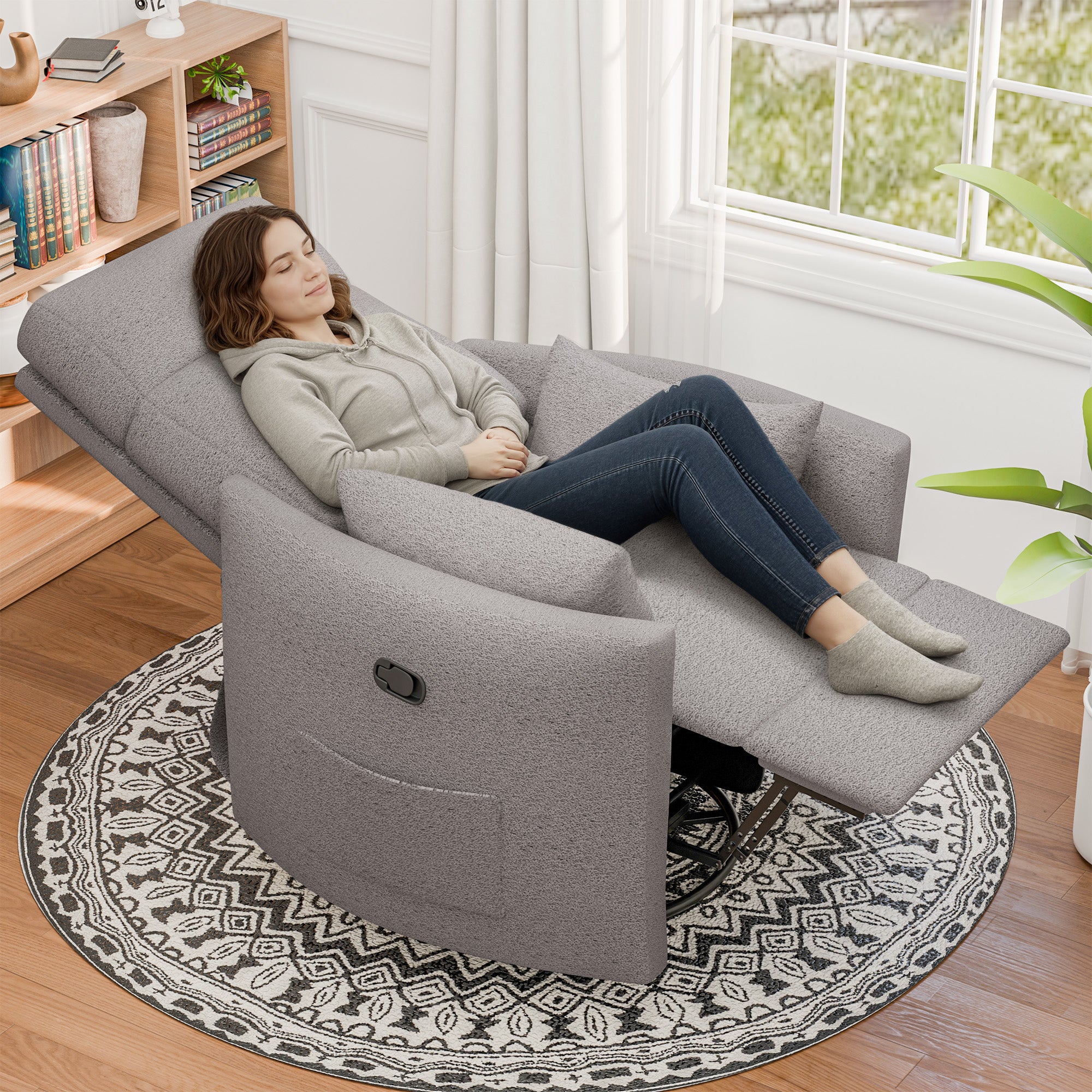 homall-recliner-chair-schaukelsessel-dunkelgrau-massage-stillstuhl image 2