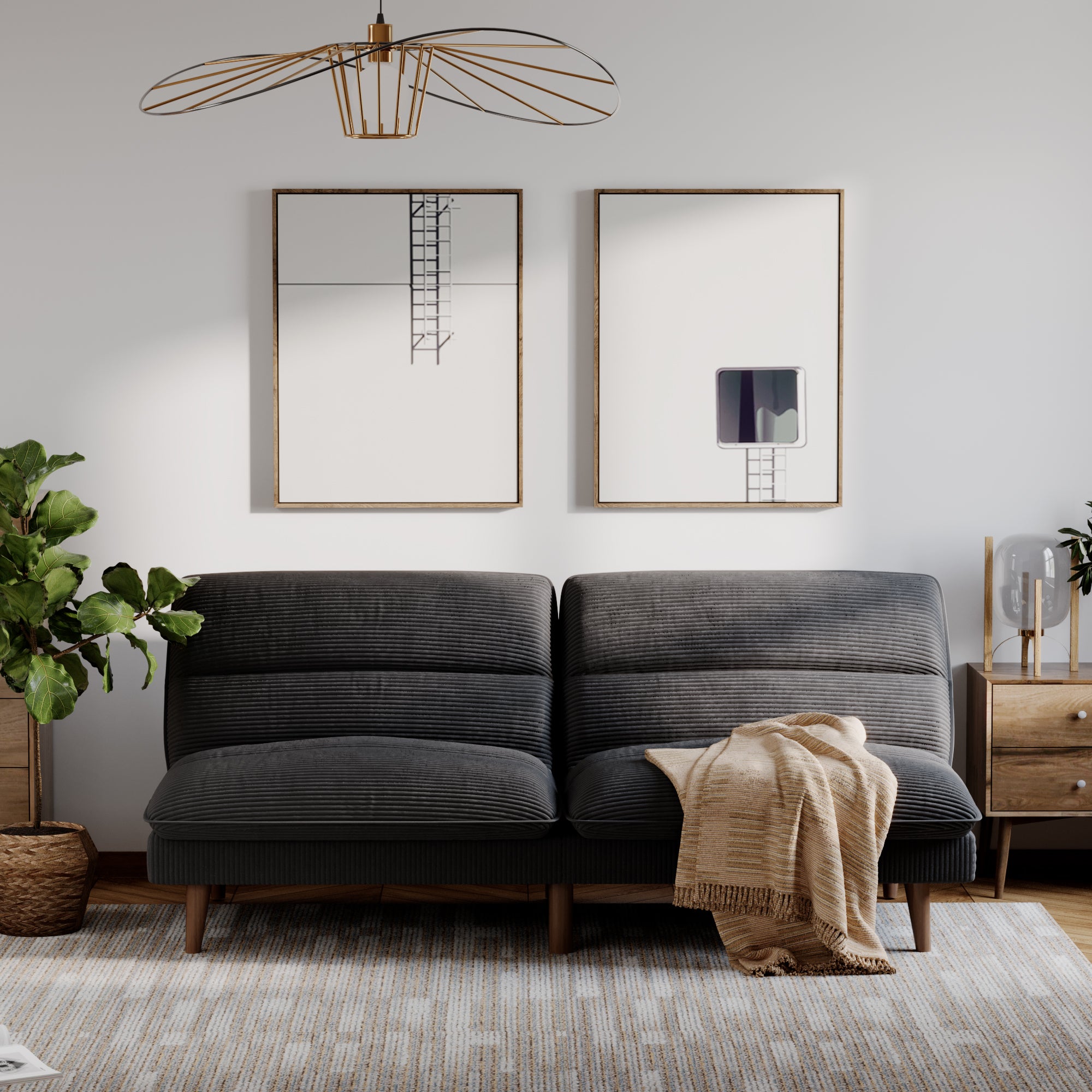homall-sofa-2-sitzer-cord-gr-n-schlafsofa-verstellbar image 1