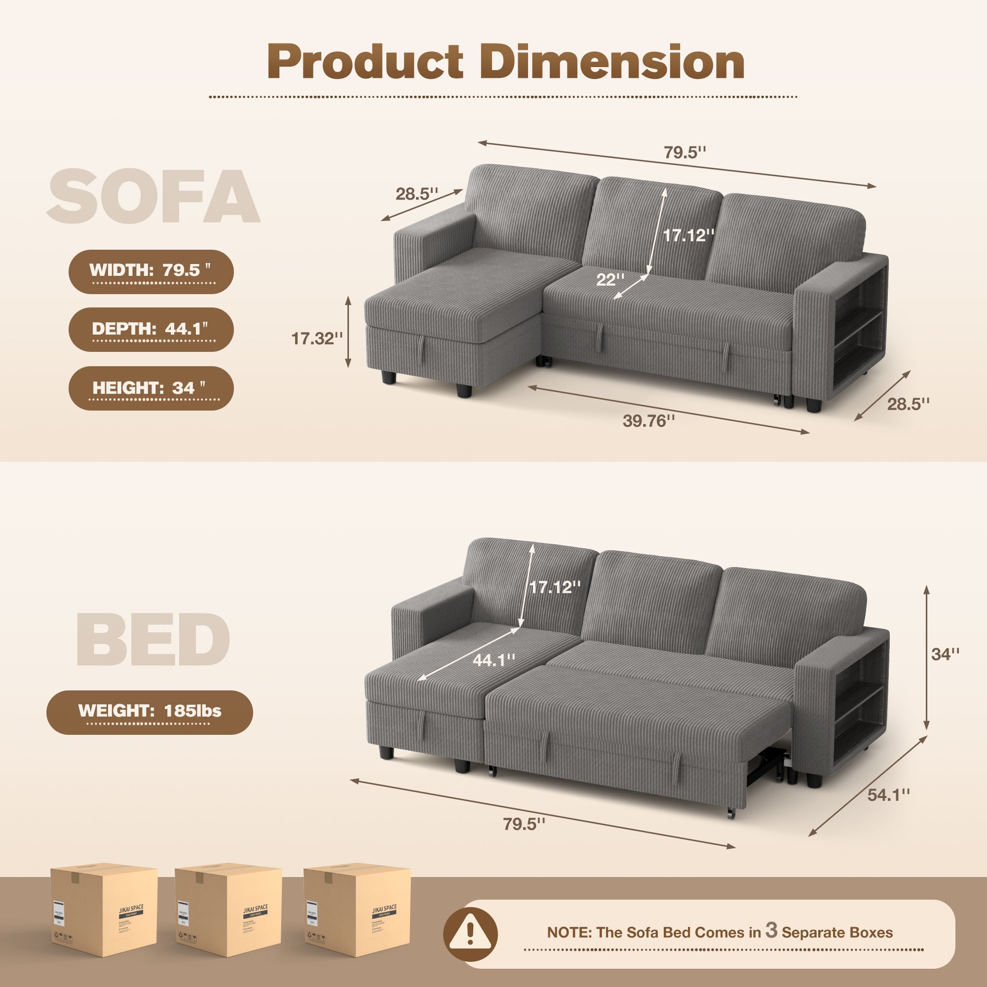 homall-sofa-schlafsofa-80-zoll-cord-beige-mit-usb image 4