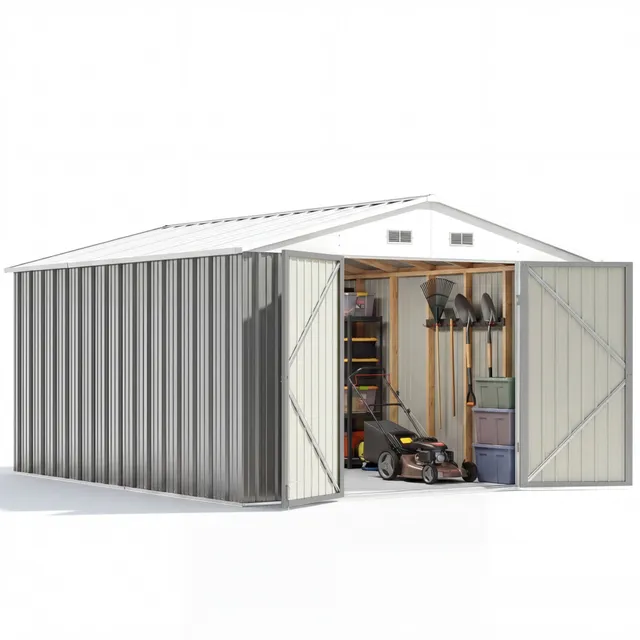 homall-metal-shed-ger-tehaus-metall-grau-10x12ft image 1