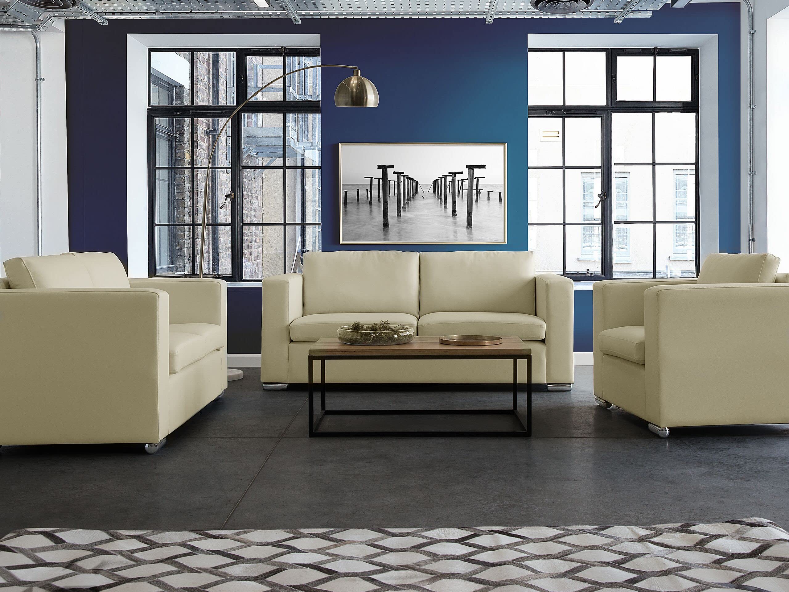 beliani-helsinki-3-sitzer-sofa-echtleder-hellbeige-186cm image 2