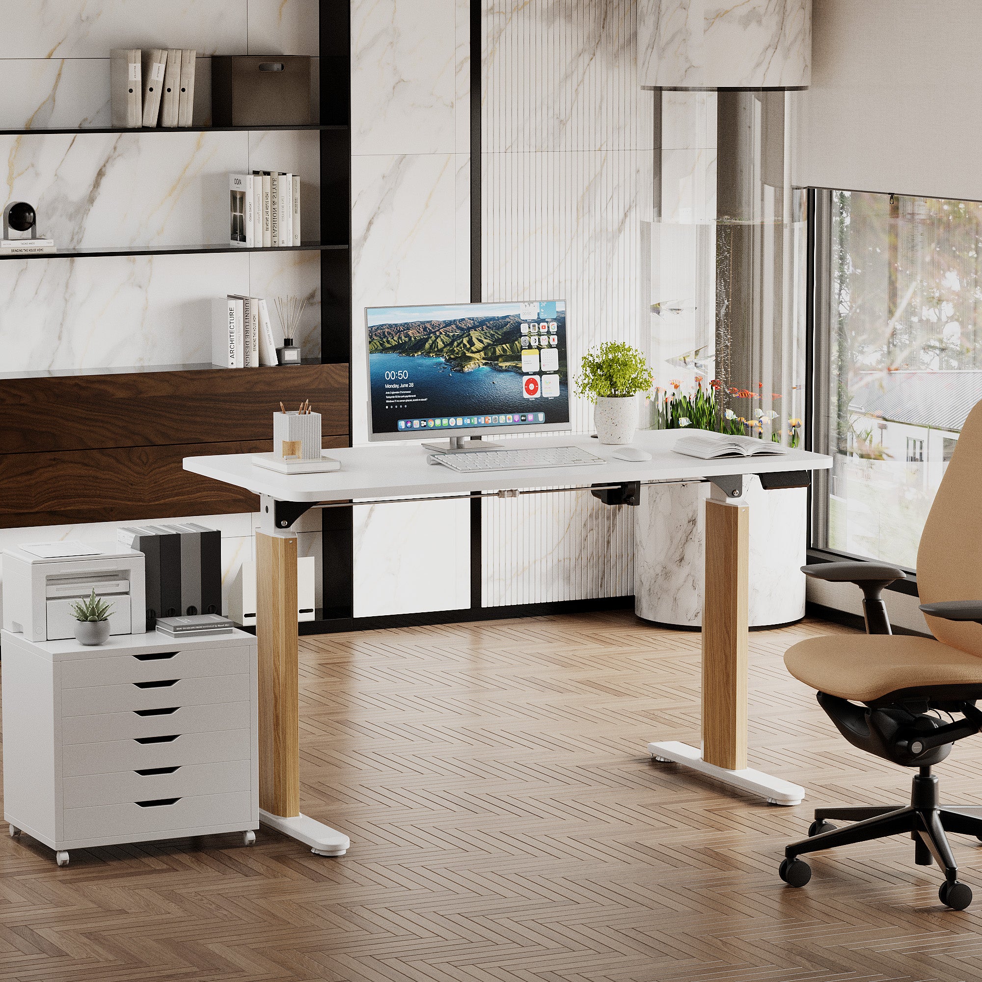 homall-shelf-schreibtisch-h-henverstellbar-wei-120-cm image 2