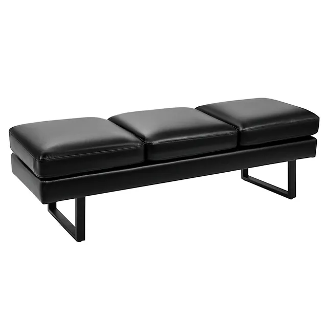 homall-accent-chair-sitzbank-schwarz-kunstleder-3er-set-bank image 1