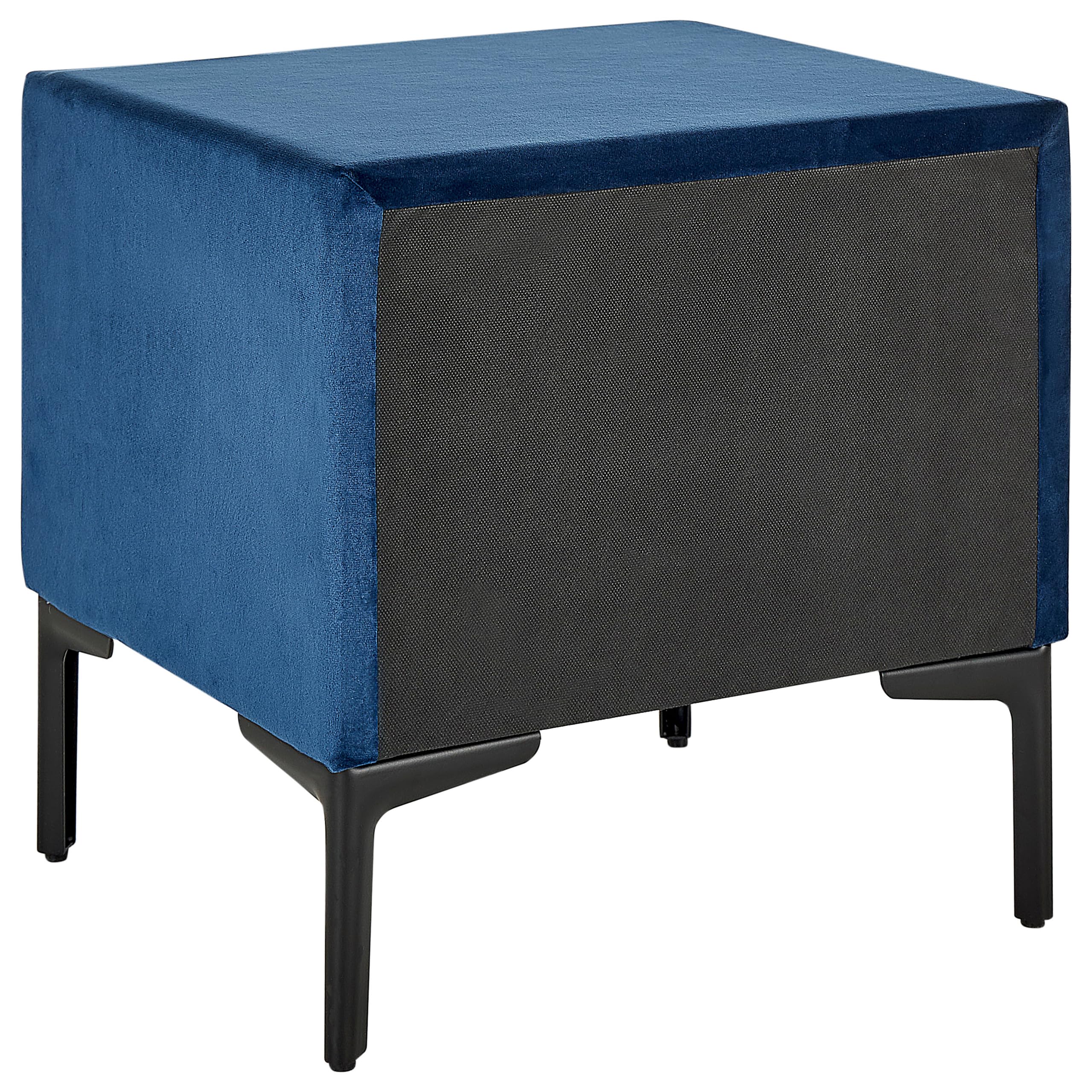 beliani-sezanne-nachttisch-blau-samt-2-schubladen-metallbeine image 5