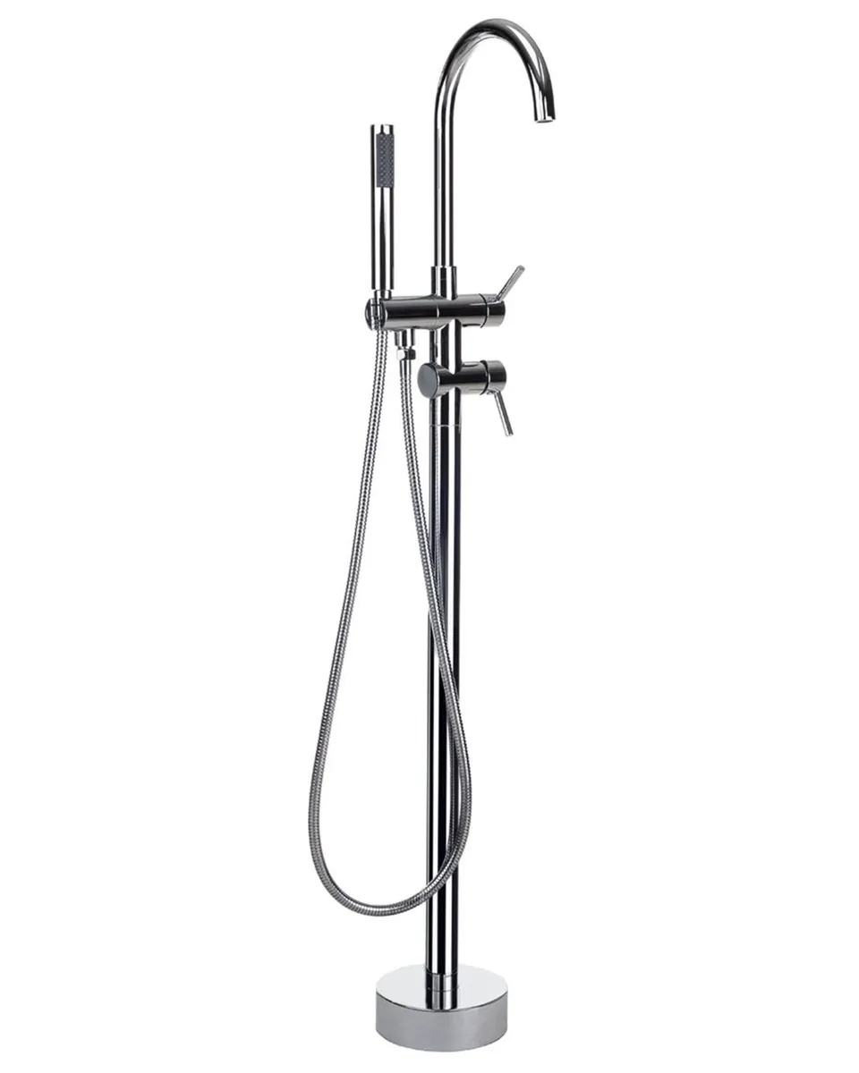beliani-tugela-badewannenarmatur-freistehend-silber-mit-handbrause image 1