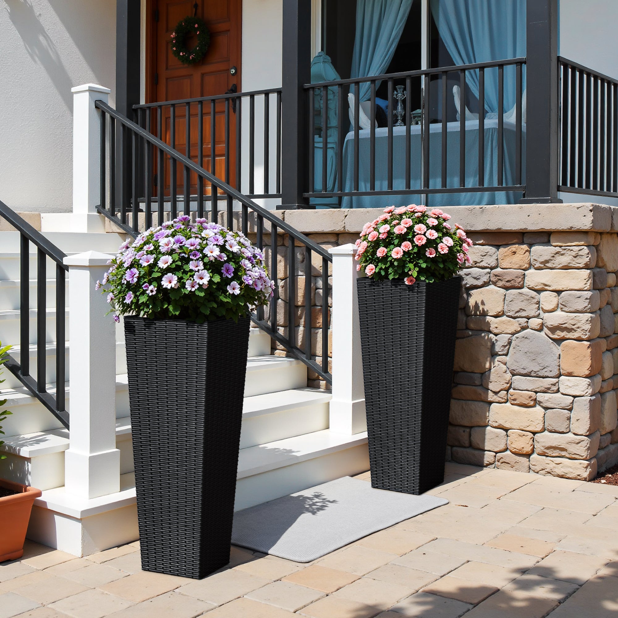 homall-patio-furniture-blumentopf-2er-set-schwarz-l-rattan image 3
