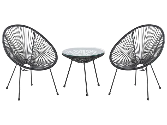 beliani-acapulco-balkonset-2-st-hle-tisch-rattan-schwarz image 1